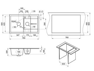 Мойка кухонная Granula 7802, ШВАРЦ